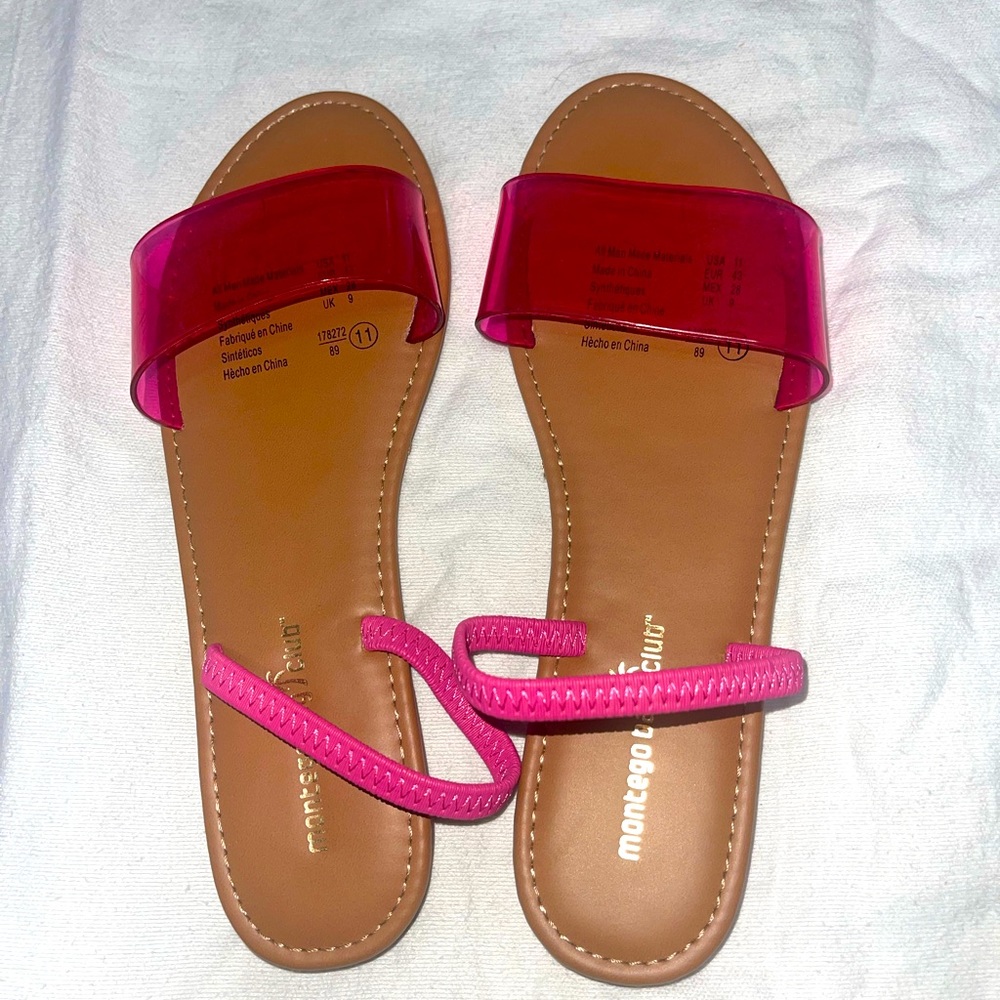 Womens hot pink jelly/strapback sandal
